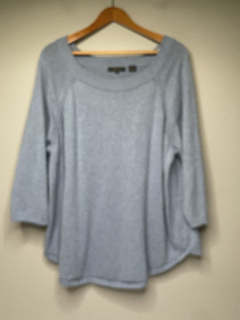 Jeanne Pierre Woman Sweater Womens 2X Blue Cotton 3/4 Sleeve Pullover
